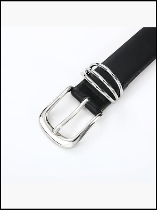 Faux Leather Belt with Gold Buckle, Women\'s Fashion Waist Belt main image 4
